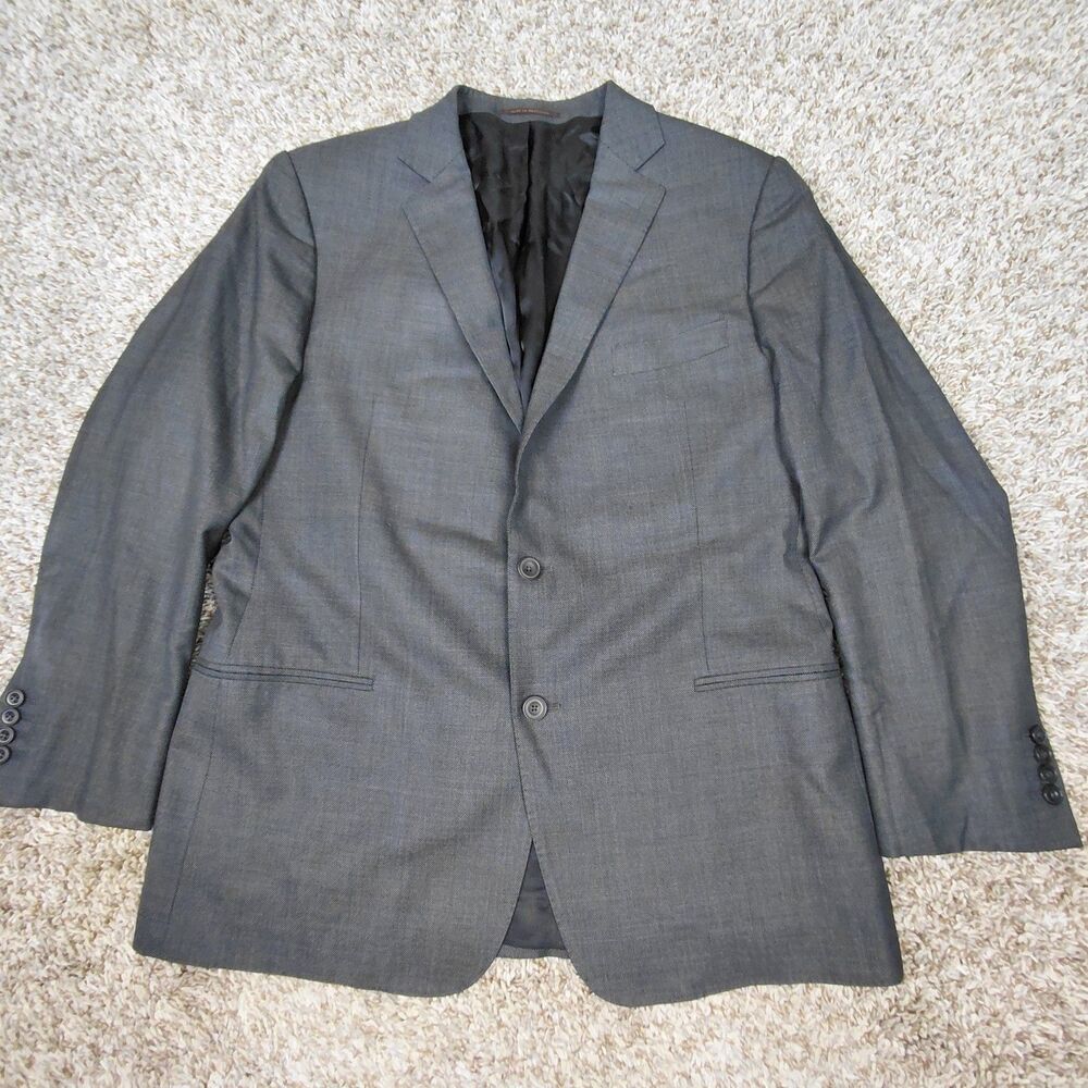 J. Hilburn Vitale Barberis Canonico Wool Blazer Mens 44L Dark Gray Two Button